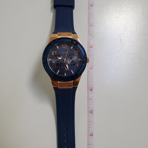 GUESS Rose Gold Watch with Blue Silicone Strap main image 4